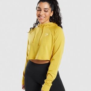 Gymshark Training Exercise Cropped Sweatshirt Hoodie Turmeric/Yellow Size Medium